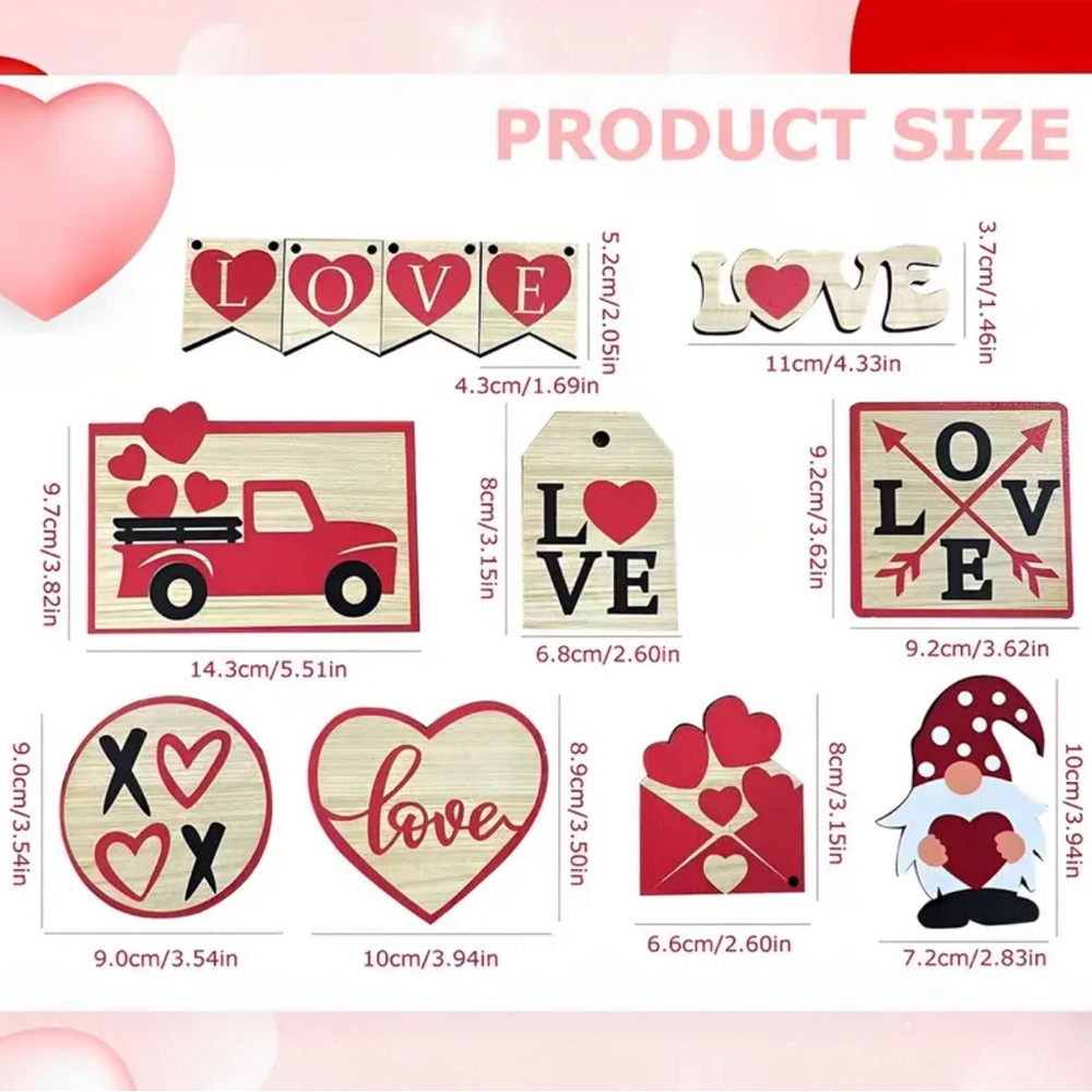 Valentine's Day Tiered Tray Decor Wooden Valentine Tabletop Decor - Picture 2 of 3